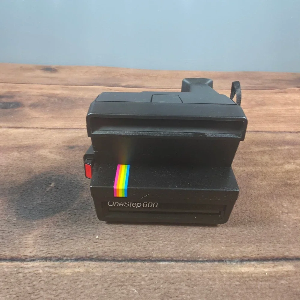 Polaroid OneStep 600 Instant Camera Black Good Vintage Rainbow Stripe with Box